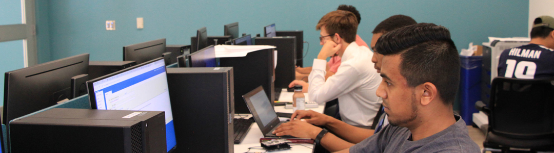 Students in a computer lab within E-Knowledge Commons
