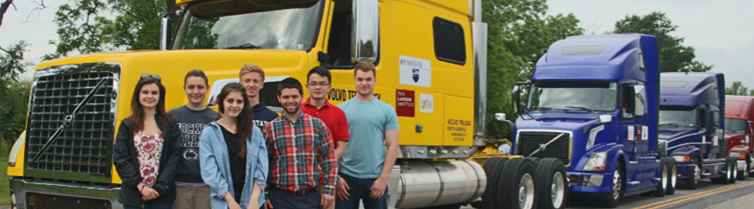 students with Volvo intelligent truck