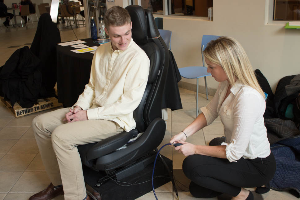 Ryan Shea and Sarah Tevis test out the Ford prototype.