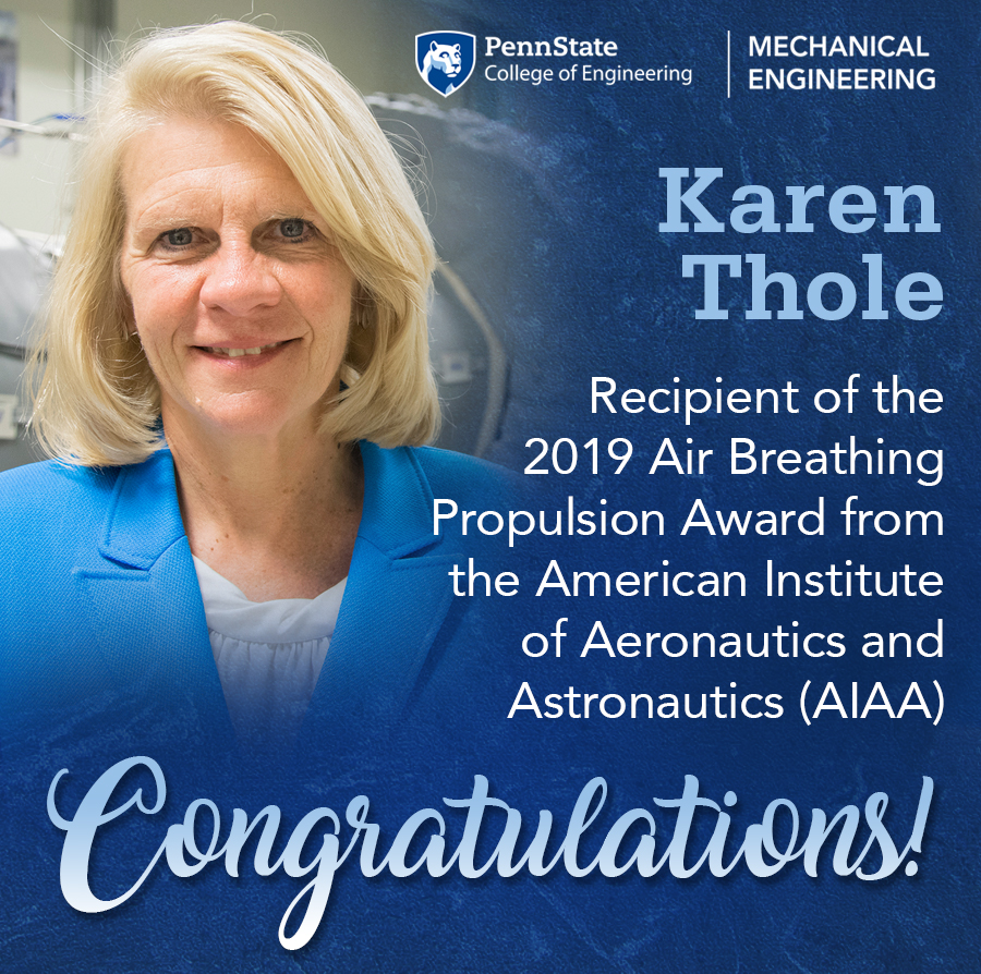 Karen Thole, distinguished professor and mechanical engineering department head at Penn State, in the Steady Thermal Aero Research Turbine (START) lab.